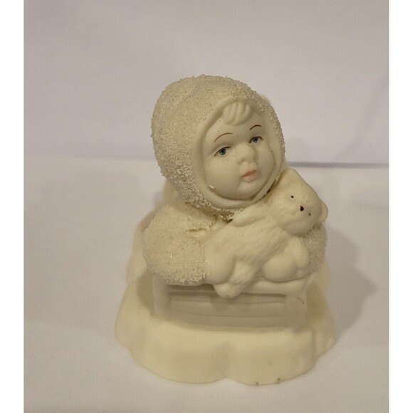 Porcelain Baby on Sled with Teddy Bear Figure Snowbabies ? - Picture 2 of 6